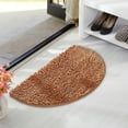 thumbnail image 1 of Tuvgenk Brown Solid Half Round Chenille Rug 35x50cm Channeled Design Soft Absorbent Easy Clean, 1 of 5