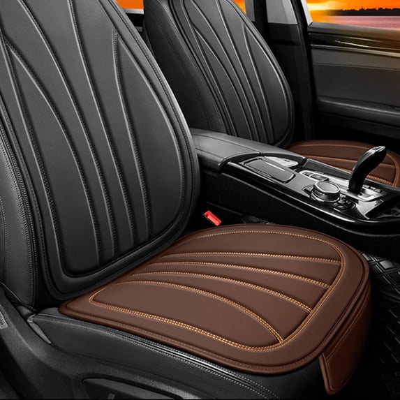 Tuvgenk Car Seat Cushions for Driving Water Resistant Cushion for Car Seat Coffee Durable All Season Pu Leather Chair Pad Office Home Use