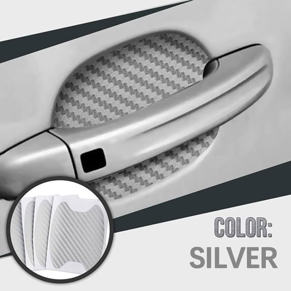 Tuvgenk Car Stickers Plastic 4 pc Silver Deco Stickers Suitable for Vehicle Handles