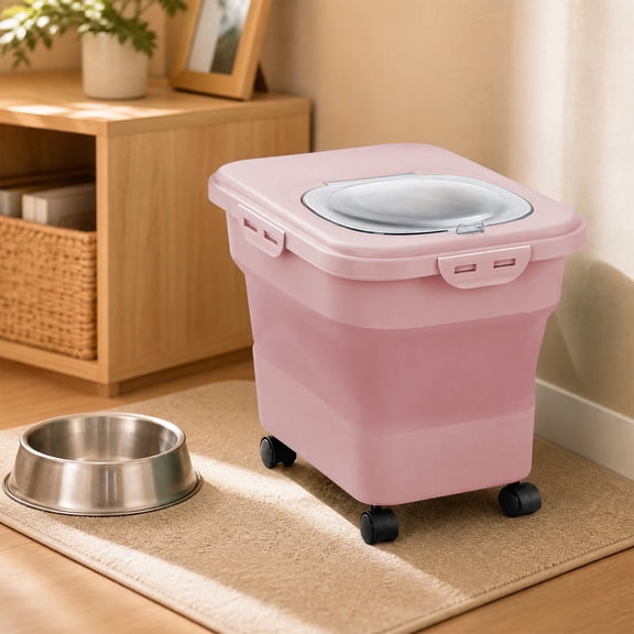 Tuvgenk Cat Dog Food Storage Containers with Wheels Food Storage Containers with Lids Airtight Cereal Collapsible Stackable Plastic Pet Use