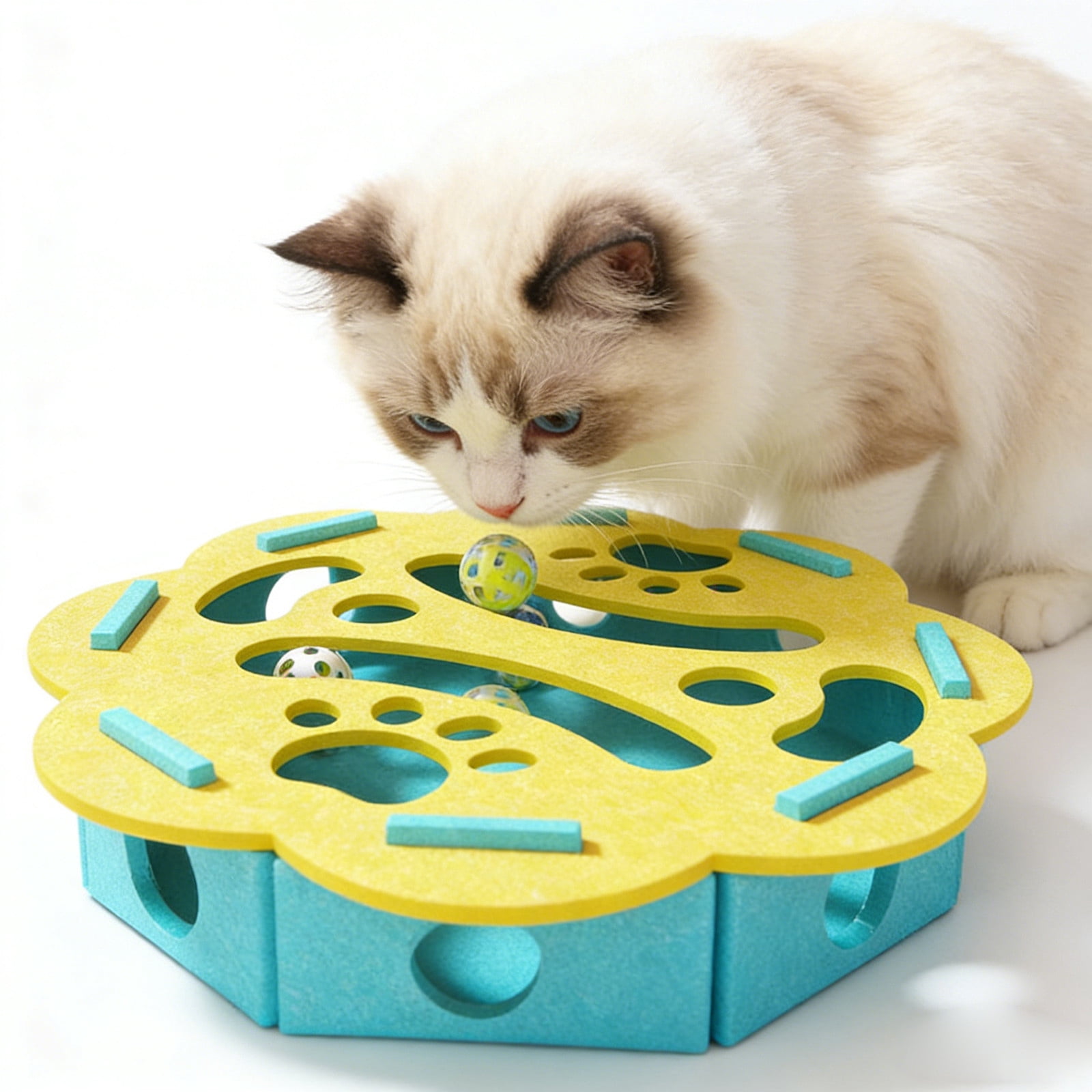 Tuvgenk Cat Pet Puzzle Toy Interactive Digging Enclosure Entertainment Layout Relieve Anxiety Indoor Activity Game with Multi Bell Ball Set