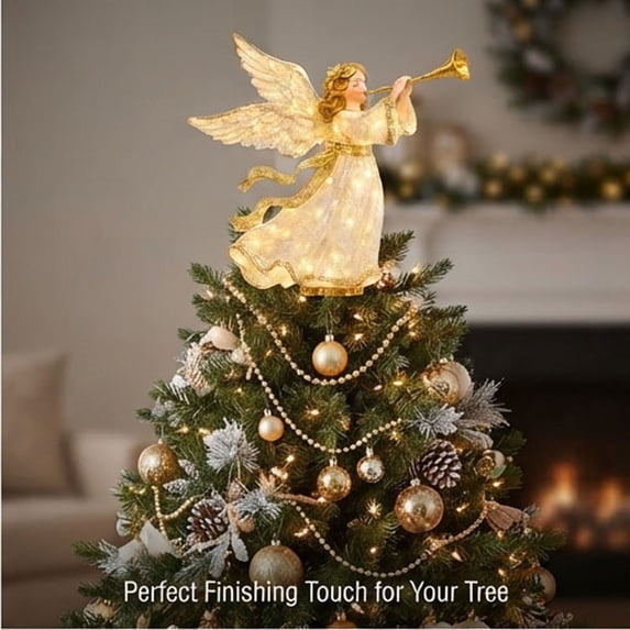Tuvgenk Christmas Tree Topper, Herald Angel Treetop Ornament for Fully ...