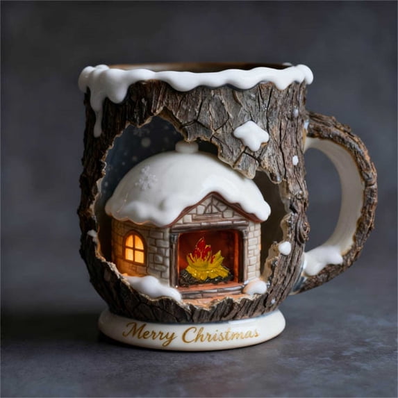 Tuvgenk Coffee Cups 12 Oz Christmas Mugs Cappuccino Cup, Latte Cup Resin Reusable