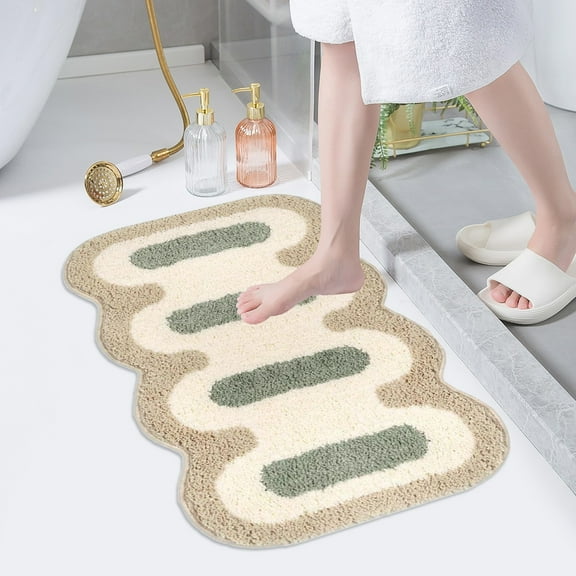 Tuvgenk Cute Bathroom Rugs Beige Non Skid Bath Mat for Toilet Area Water Absorbent Quick Dry Fade Resistant Easy To Clean Area Rug for Shower