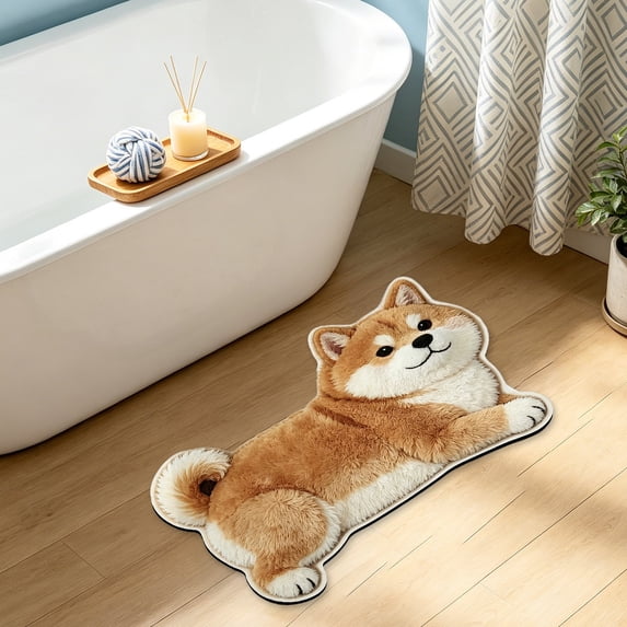 Tuvgenk Cute Bathroom Rugs Water Absorbing Bathroom Mats Novelty Shaped Quick Dry Animai Print Non-Slip 16 X 24 in