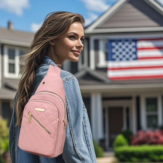 Tuvgenk Daily Commute Sling Chest Bag Waterproof Anti-Theft Oxford Cloth Crossbody Pack with USB Charging