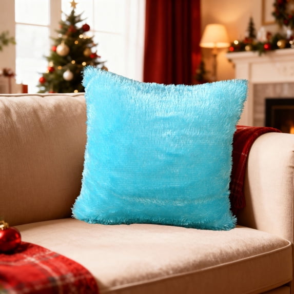 Tuvgenk Decorative Pillow Covers Stain Protection Blue 17x17 Pillow Covers Fluf Square Decorative Cotton Sofa Pillow Covers