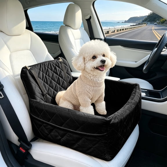 Tuvgenk Dog Car Bed Travel Pet Sofa Detachable Washable Design Secure Fixed Structure Foldable Portable Layout for Road Trip Indoor Rest