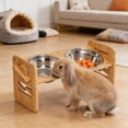 thumbnail image 1 of Tuvgenk Dog & Cat Bowl Elevated Set Of 2 Pet Food Water Bowl Silver Non-Skid No Spill Raised Wood Cat Dish Pet Feeder for Small Dog, 1 of 8