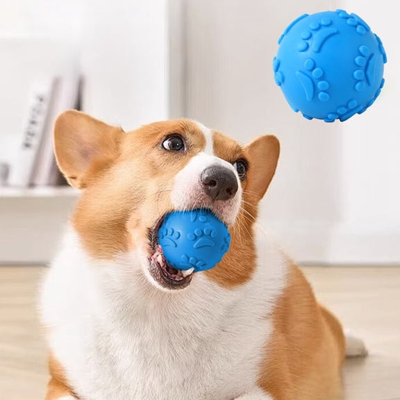 Tuvgenk Dog Chew Toy Ball Squeaky Interactive Play Accessory Textured Surface Teeth Cleaning Bouncy Design Washable For Indoor Outdoor Entertainment