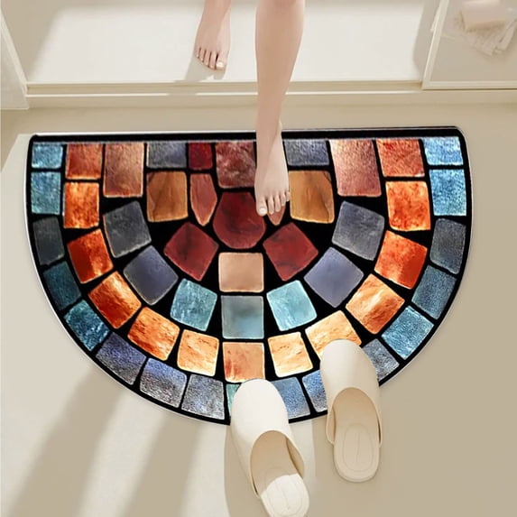 Tuvgenk Door Mat Outdoor Non Slip Estate Doormats Semicircle Floor Rug 16×24 inch
