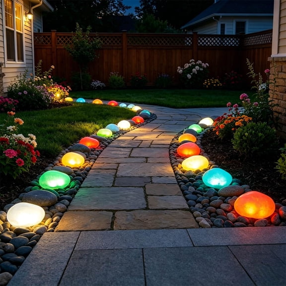 Tuvgenk Dusk Till Dawn Landscape & Walkway Lights Color Changing Solar Large Battery Capacity Outdoor Plastic for Bedroom, Garage