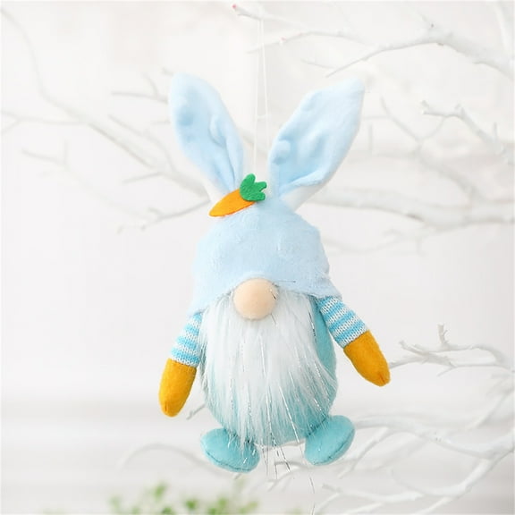 Tuvgenk Easter Gnome Doll Figurine 7x3 inch Cotton Table Ornament Spring Home Desk Decor Blue Cotton