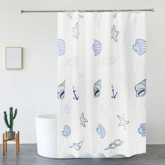 Tuvgenk Fabric Shower Curtain Nautical Coastal Bathroom Waterproof Bath Curtain Mildew Resistant Blue Quick Dry Shower Drape 71x79 inch