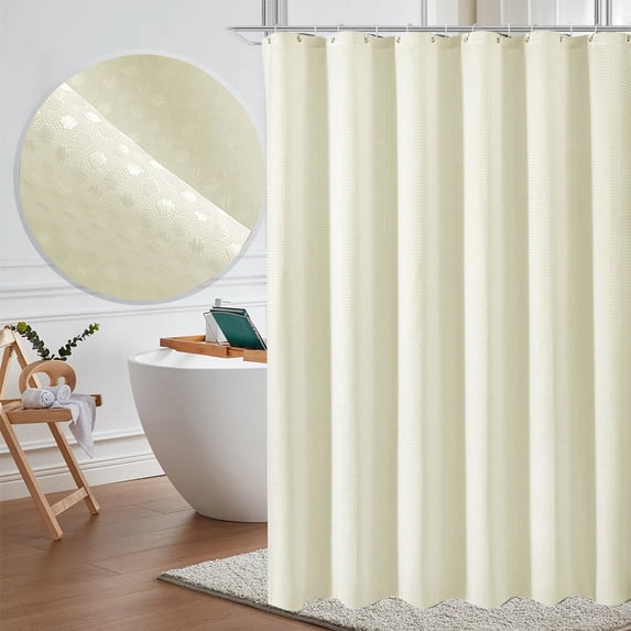 Tuvgenk Fabric Shower Curtains Modern Waterproof Bathroom Decor Bath Curtains Cream Weighted Heavy Mildew Resistant Bath Drapes 71x71 inch