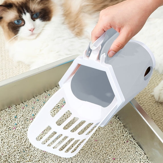 Tuvgenk Filtering Cat Litter Shovel with Built-in Waste Container, 3-in-1 Poop Scooper System for Fast and Mess-Free Cleaning