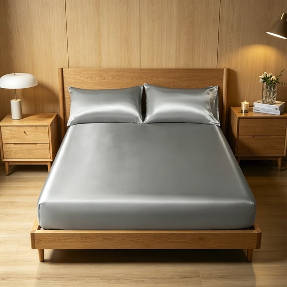 Tuvgenk Fitted Sheet Queen Size 79.92x77.95in, Stretch Mattress Protector Non Slip Nylon Cover for Home Bed Gray