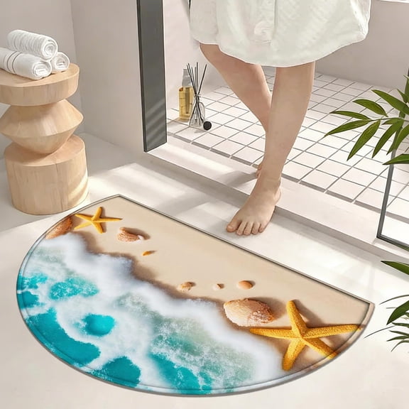 Tuvgenk Floor Mats Indoor Entrance Non Slip Area Rug Semicircle Washable Area Rug 24 X 16 inch