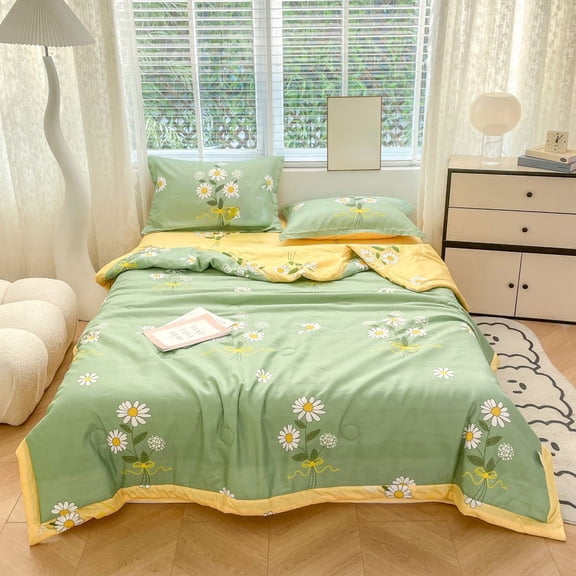 Tuvgenk Floral Quilts Polyester Full/Queen Multicolor Blanket Durable Summer Cooling Lightweight Travel Cover Blanket for Beds
