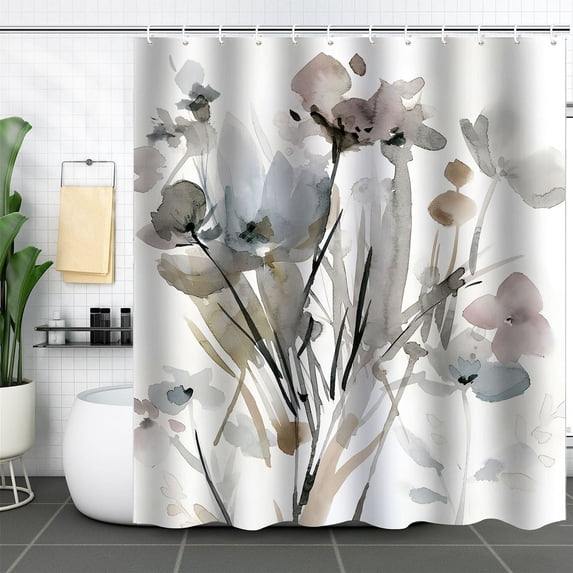 Tuvgenk Flower Plastic Shower Curtain 47.24x70.87in Multicolor Bathroom Curtain Soft Hooks Decor Washable