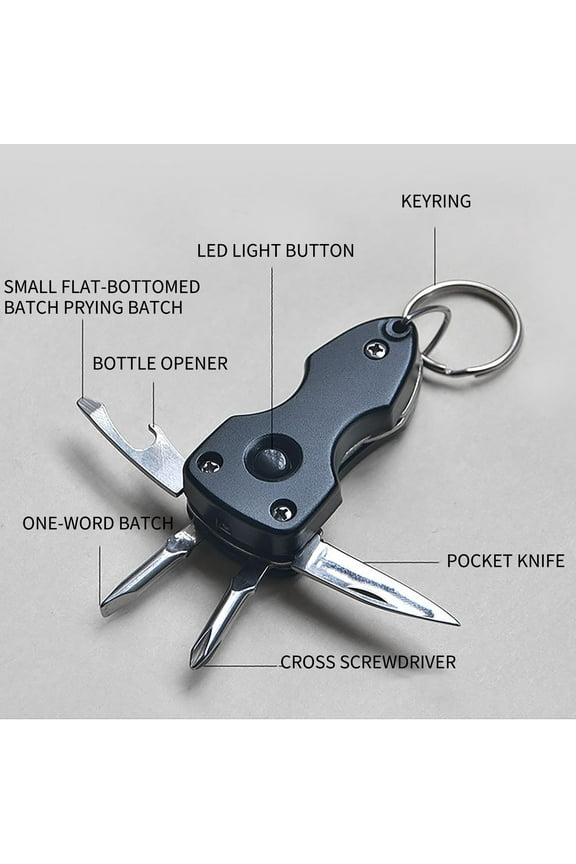 Folding Knife Multifunctional Led Flashlight Screwdriver Keychain Aluminum Alloy Bottle Opener key fob Birthday Valentine’S Day Gift for Men