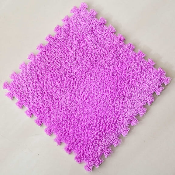 Tuvgenk Front Door Area Rugs Interlocking Non Slip Rug Square 14×14in Purple Floor Mats