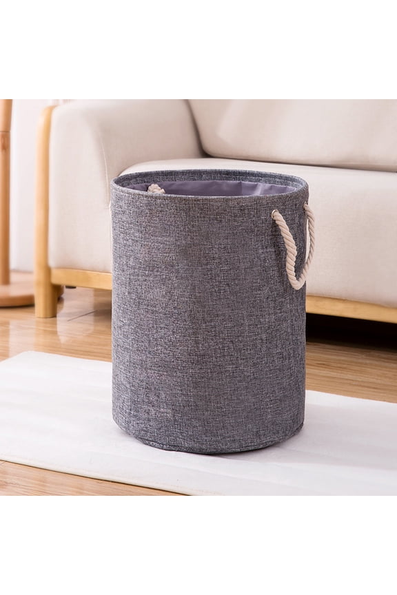 Gray Dirty Laundry Basket Handles 15.3*19.7in Storage Basket Carry Bedroom Canvas Storage Bin