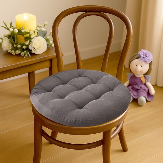 Tuvgenk Gray Seat Cushion Pressure Relief Office Chair Cushion Pad Comfortable Flock Round Thick Seat Pad for Home