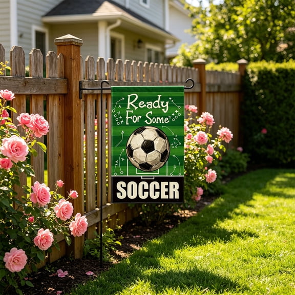 Tuvgenk Green Soccer Garden Flag Double Sided USA Canada Mexico Yard Banner Sport Party Outdoor Decor 12x18 Inch
