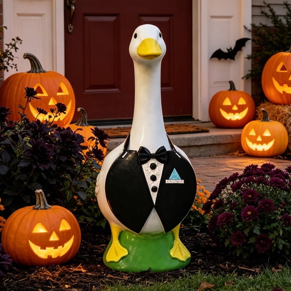 Tuvgenk Halloween Spooky Triangle Bandana, Adjustable Pet Neck Scarf, Multi-use Holiday Decor For Cat Dog And 23 Inch Porch Goose Statue