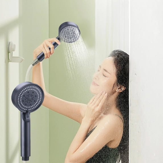 Tuvgenk Handheld Shower Head High Pressure Shower Head with Hose Black Detachable Replacement Plastic 5 Spray Modes for Home Bathroom