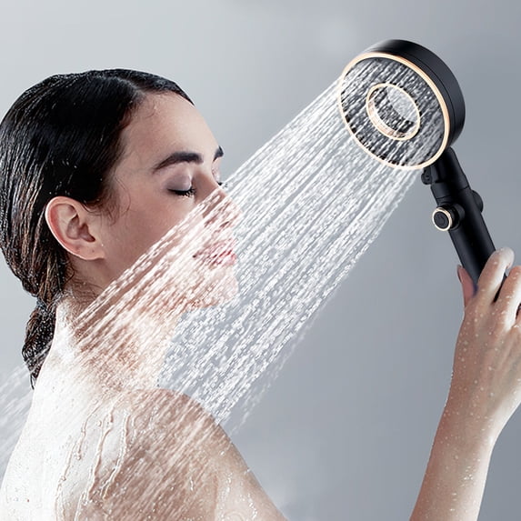 Tuvgenk Handheld Shower Head Rv High Pressure Shower Head Detachable Replacement 3 Spray Modes Plastic Black for Home Bathroom