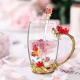 thumbnail image 1 of Tuvgenk Handles Coffee Mugs 350ml 4.7*4.7 in Enamel Flower Glass Mugs Multicolor Decoration Household Steel Spoon Mugs Gift for A Friend, 1 of 9