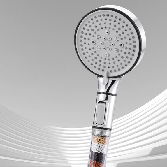 Tuvgenk High Pressure Filtered Shower Head Handheld Rv Shower Head Detachable Replacement Plastic Silver 5 Spray Modes for Home Bathroom