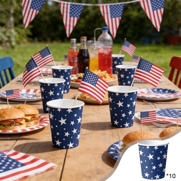 Tuvgenk Independence Day Paper Cups 10pcs For Patriotic Celebration Party Table Setting And Home Dining Decor Supply