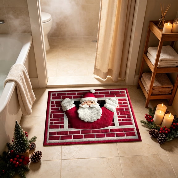 Tuvgenk Indoor Door Mat Back Door Rug Non-Skid Christmas Entryway Rug 16x24 inch Rectangular Holiday Red Floor Mats for Home Bedroom Entrance Living Room Bathroom Use