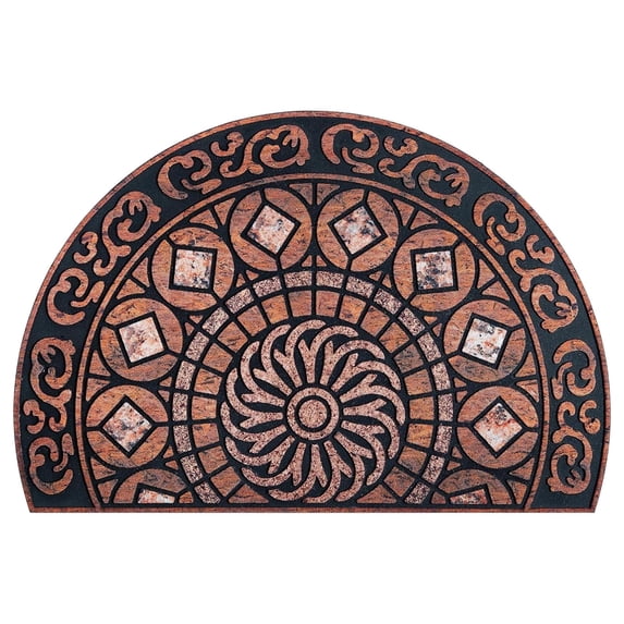 Tuvgenk Indoor Door Mat Boho Non Slip Estate Doormats Washable Semicircle Floor Rug 16x24 inch