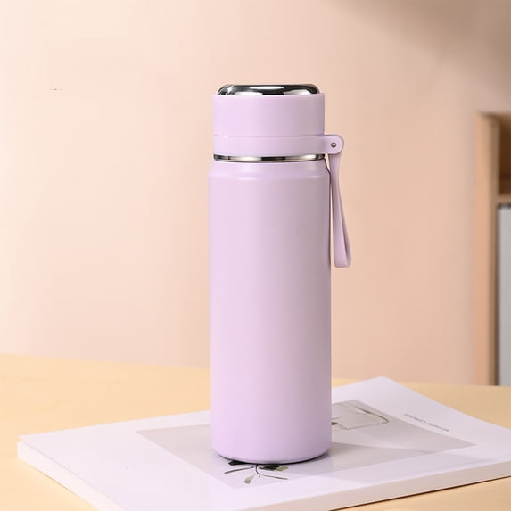 Tuvgenk Insulated Water Bottle with Handle Stainless Steel Sports 17 Oz Water Bottle Flask Leakproof Purple Reusable for Travel Office