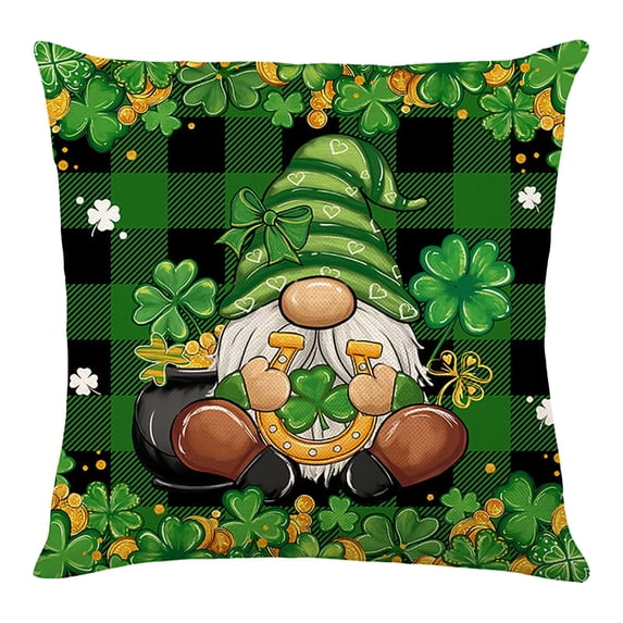 Tuvgenk Irish Throw Pillow Cover 18x18 Inch St. Patrick‘s Day Decorative Linen Square Pillow Case for Sofa Living Room Festive Decor