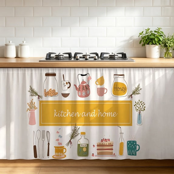 Tuvgenk Kitchen Utensil Cabinet Curtain Peel and Stick No Drill Dust Barrier for Cabinet Storage D