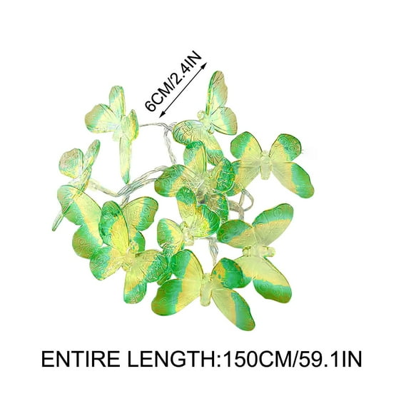 Tuvgenk LED String Lights Butterfly Decor Lights USB Powered Indoor Transparent Painting Elegant Photo Props Lighting 59.1in Green Plastic