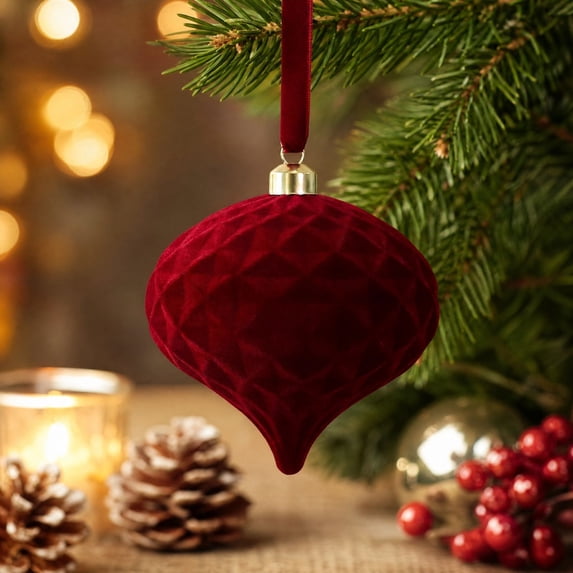 Tuvgenk Large Christmas Ball Ornament 4 inch Red Velvet Shatterproof Hanging Bauble for Xmas Tree Winter Home Holiday Party Decoration