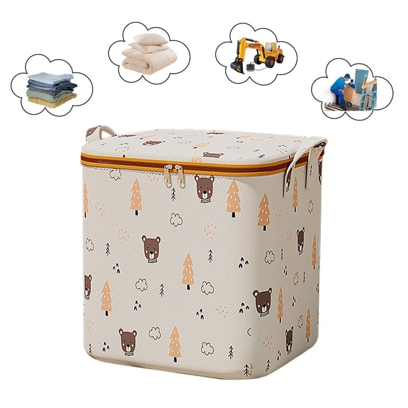 Tuvgenk Large Storage Bags for Clothes Cotton Durable Yellow Storage Bags Practical Zipper Multifunction for Home Use