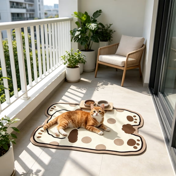 Tuvgenk Leather Bowl Mat Washable Pet Feeding Pad Quick Drying Water Absorbent Dirt Resistant Rollable Floor Pad