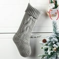 thumbnail image 1 of Tuvgenk Light Gray Cable Knit Christmas Stocking Hanging Sock 18.11 in for Fireplace Mantel Xmas Home Holiday Decor, 1 of 5