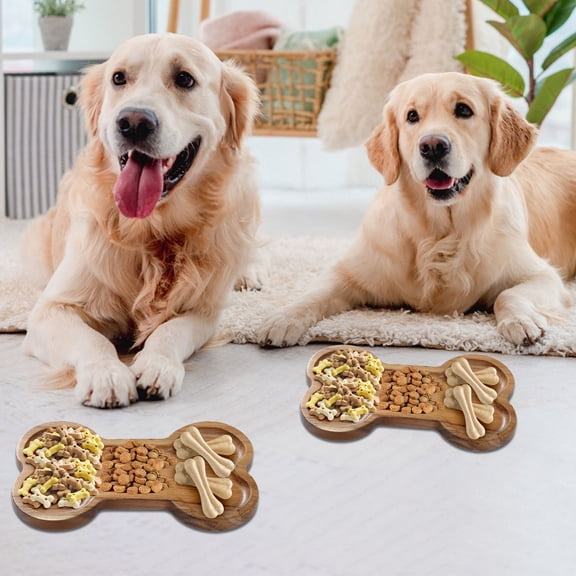Tuvgenk Lightweight Wooden Dinner Platess 7.4*4.1 In Bone Dinner Plates Brown Stackable Insulate Pets Plates
