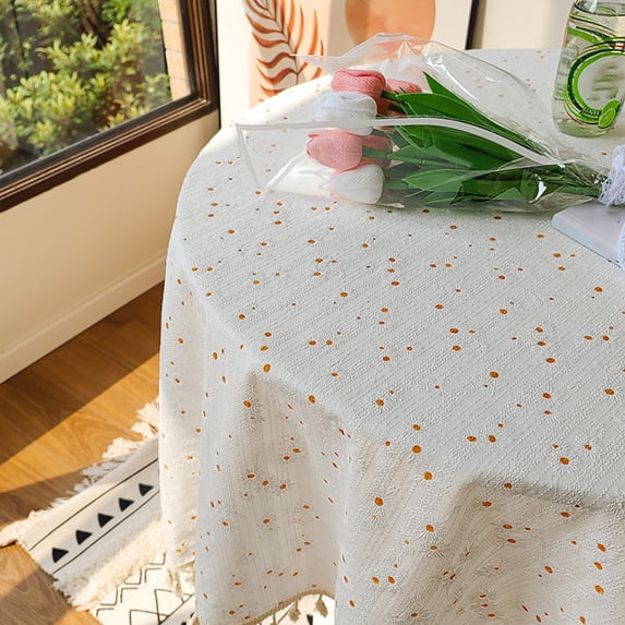 Tuvgenk Linen Tablecloth 35*23 Waterproof Tablecloth Decorations Machine Washable White Round Tablecloths