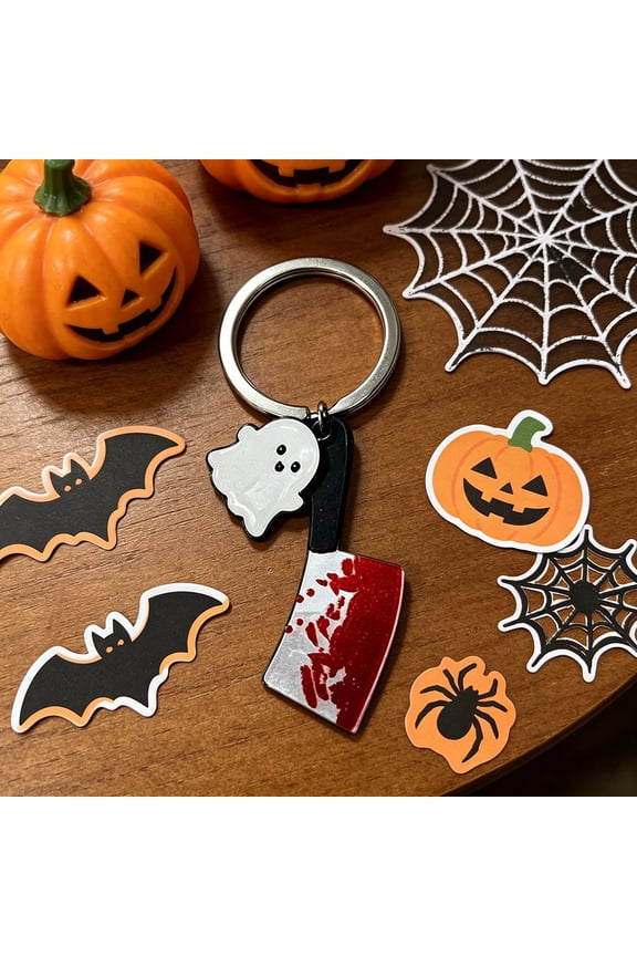 Mini Halloween Ghost Weapon Keychain, Spooky Iron Charm Pendant, Classroom Reward Party Favor Small Holiday Gift