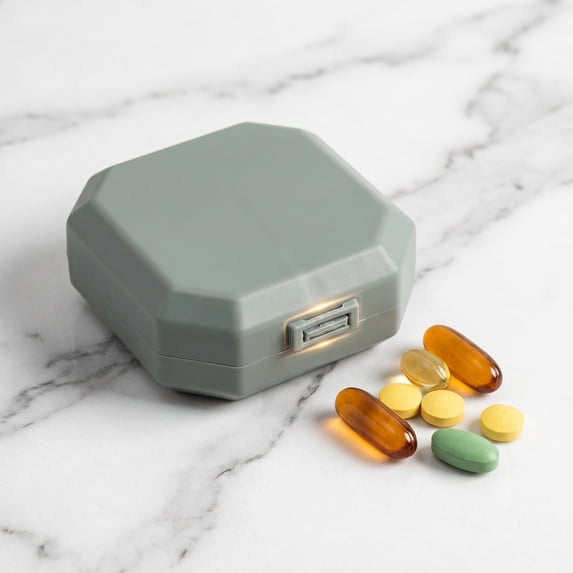 Tuvgenk Mini Sealed Pill Container, 6 Compartment Waterproof Organizer Box for Daily Vitamins, Travel & Emergency Use