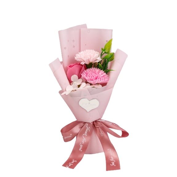 Tuvgenk Mother's Day Gift Box with Elegant Scented Soap Flowers,Pink, Fragrant Carnation & Rose Bouquet for Mom